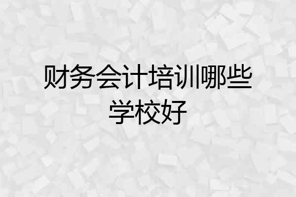 财务会计培训哪些学校好