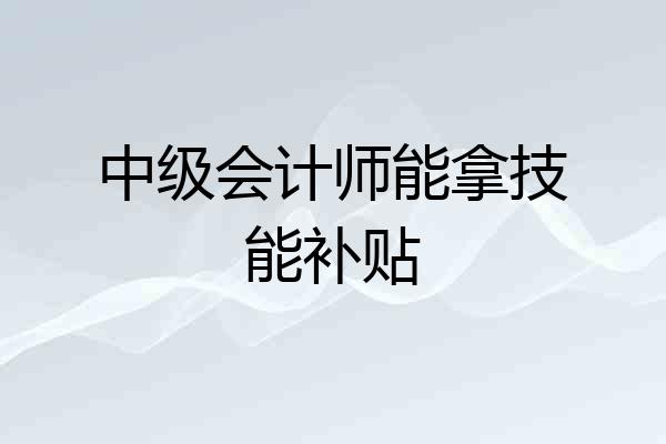 中级会计师能拿技能补贴