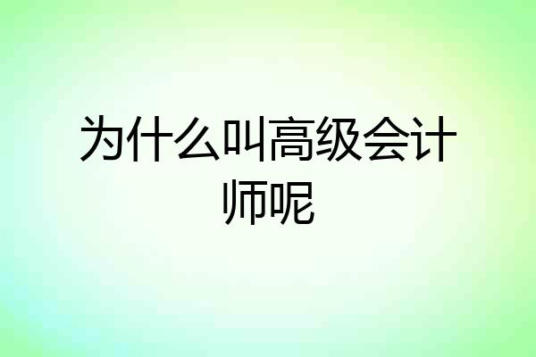 为什么叫高级会计师呢