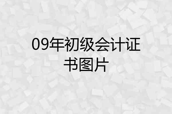 09年初级会计证书图片