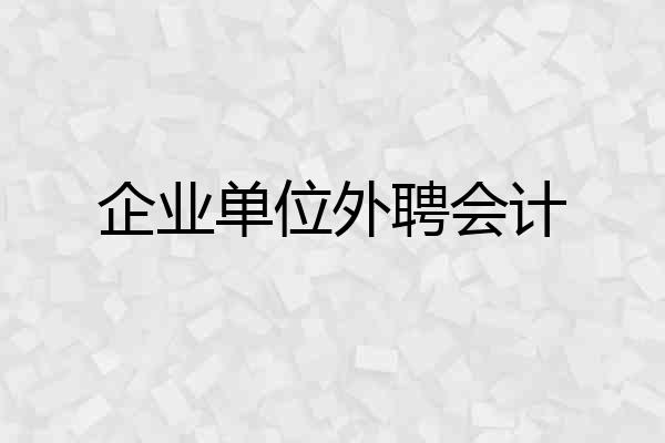 企业单位外聘会计