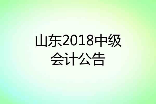 山东2018中级会计公告