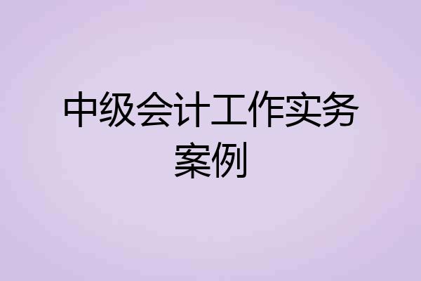 中级会计工作实务案例