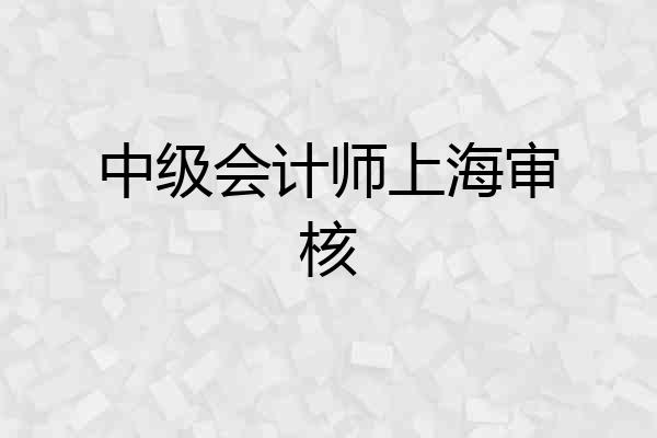 中级会计师上海审核