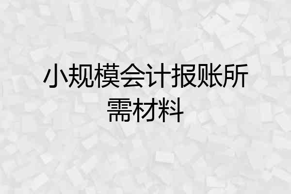 小规模会计报账所需材料