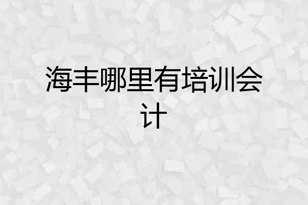 海丰哪里有培训会计