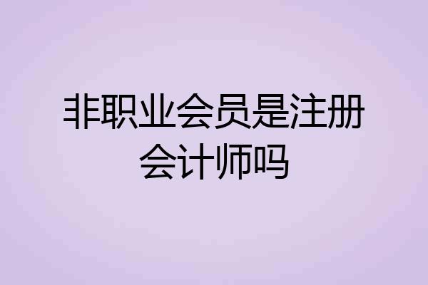 非职业会员是注册会计师吗