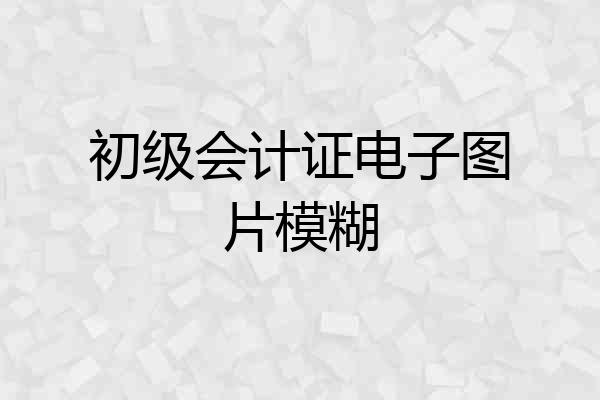 初级会计证电子图片模糊