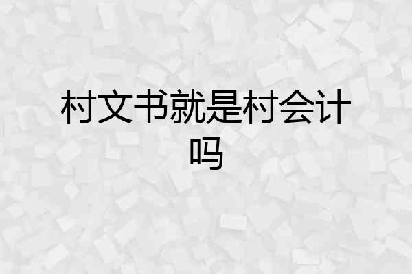 村文书就是村会计吗