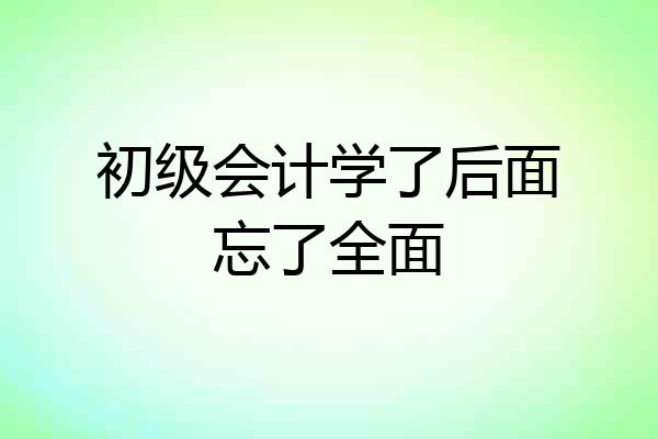 初级会计学了后面忘了全面