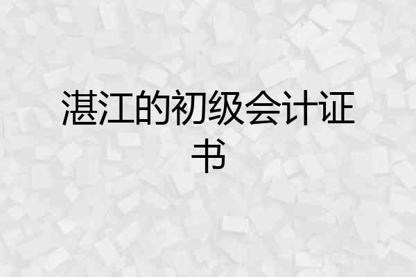湛江的初级会计证书