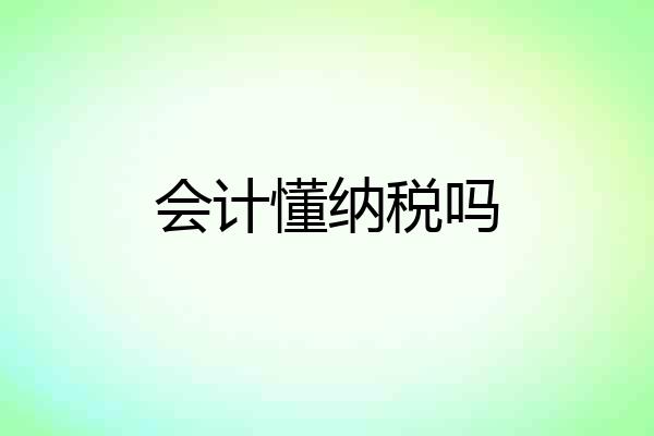 会计懂纳税吗