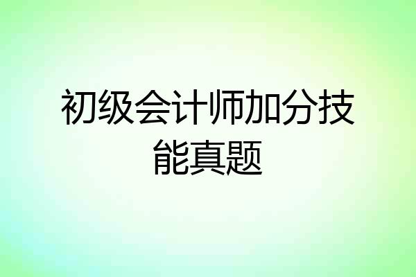 初级会计师加分技能真题