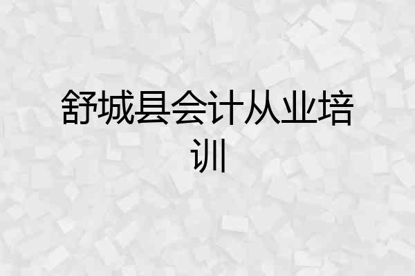 舒城县会计从业培训