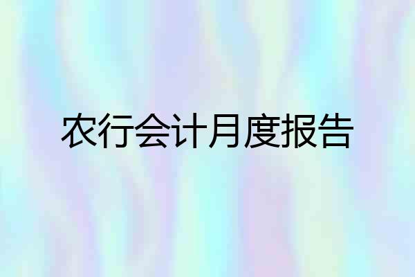 农行会计月度报告