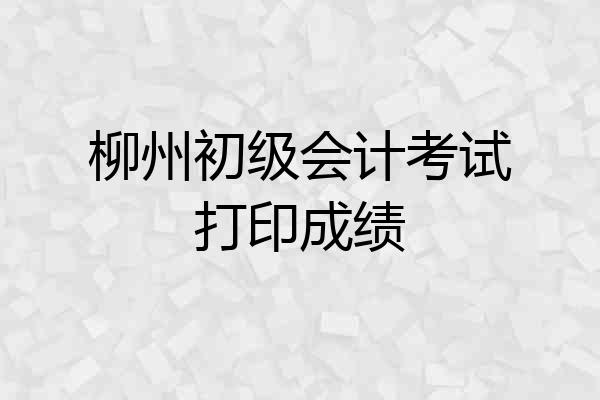 柳州初级会计考试打印成绩