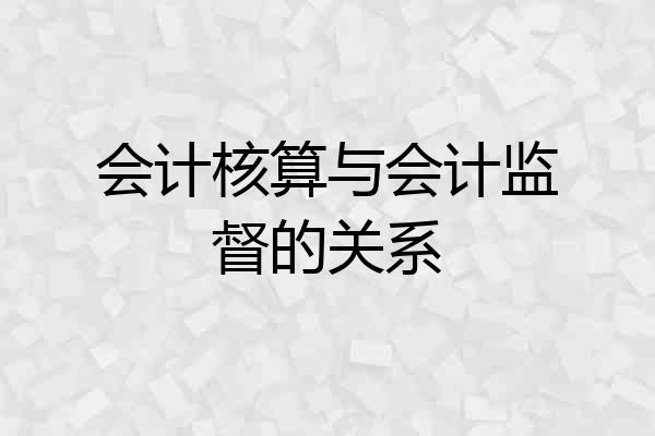 会计核算与会计监督的关系