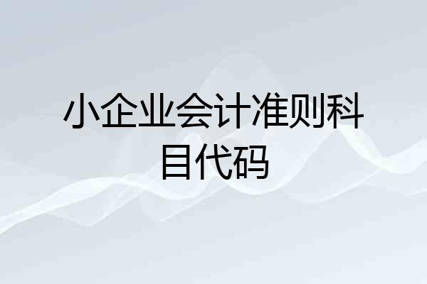 小企业会计准则科目代码