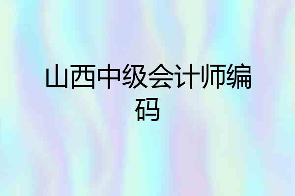 山西中级会计师编码