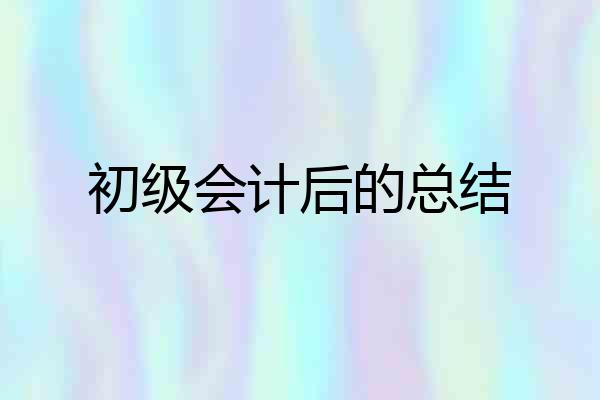 初级会计后的总结