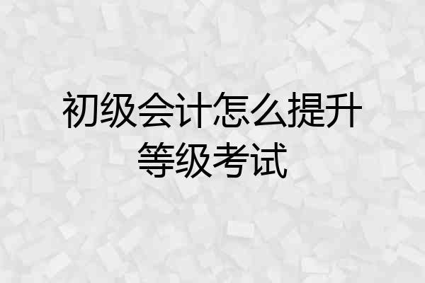 初级会计怎么提升等级考试