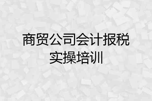 商贸公司会计报税实操培训