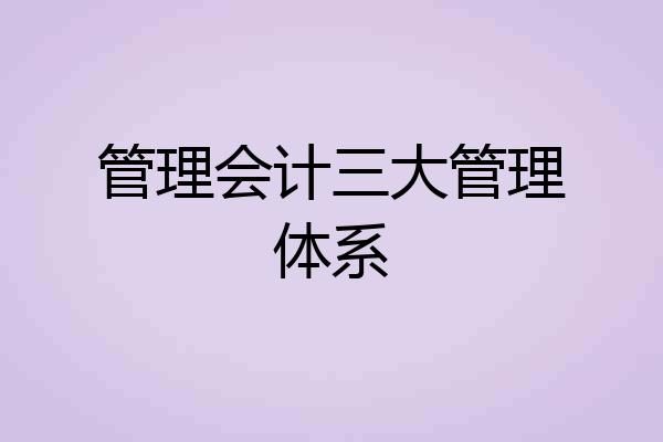 管理会计三大管理体系