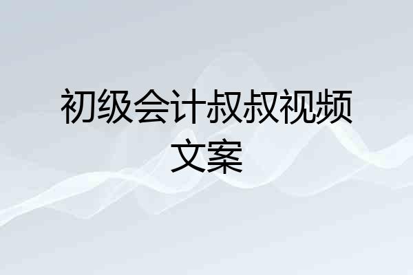 初级会计叔叔视频文案