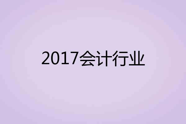 2017会计行业
