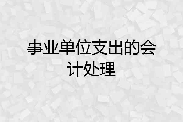 事业单位支出的会计处理