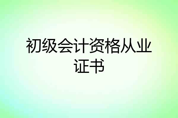 初级会计资格从业证书