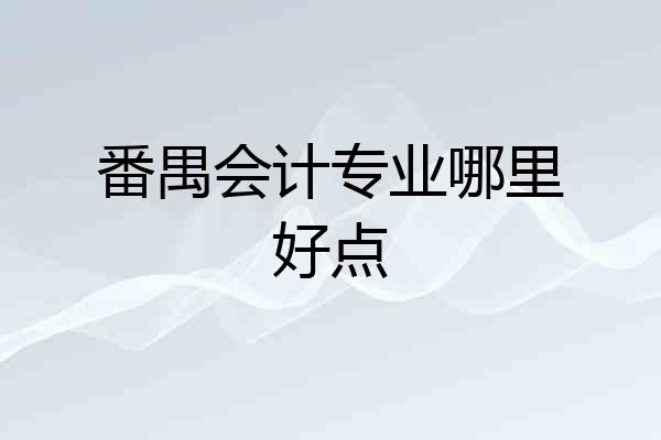 番禺会计专业哪里好点