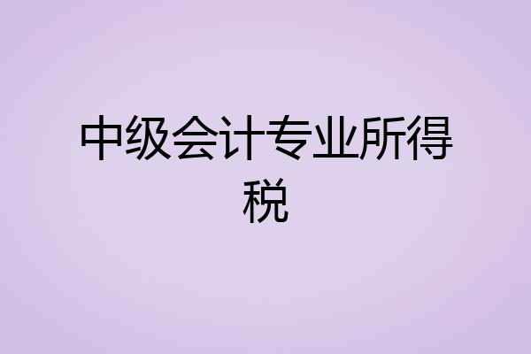 中级会计专业所得税