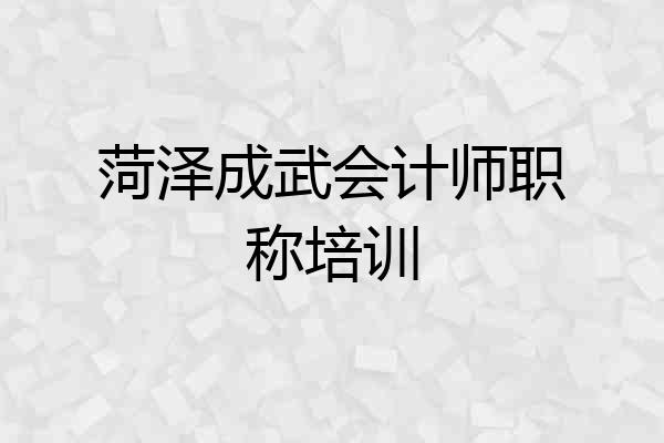 菏泽成武会计师职称培训