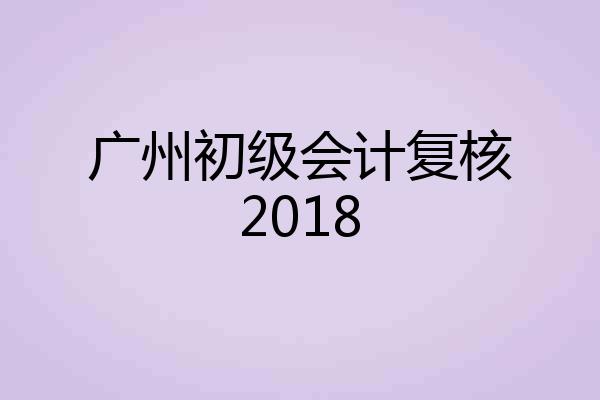 广州初级会计复核2018