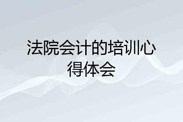法院会计的培训心得体会