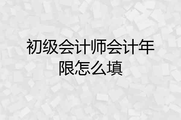 初级会计师会计年限怎么填