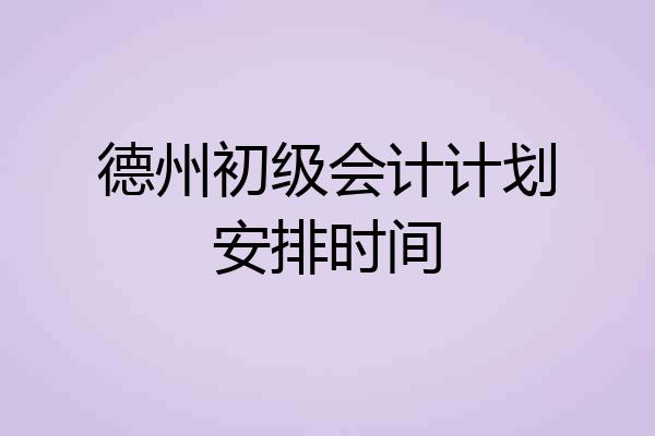 德州初级会计计划安排时间