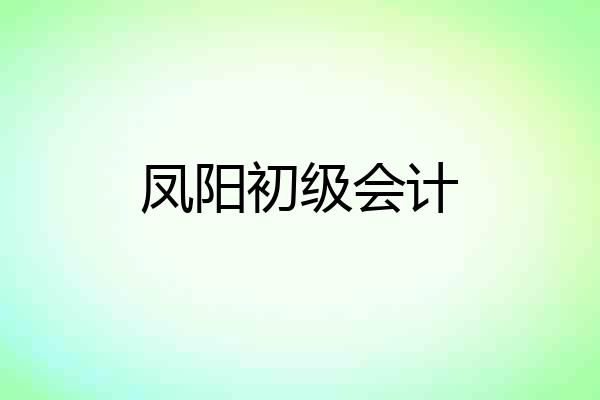 凤阳初级会计