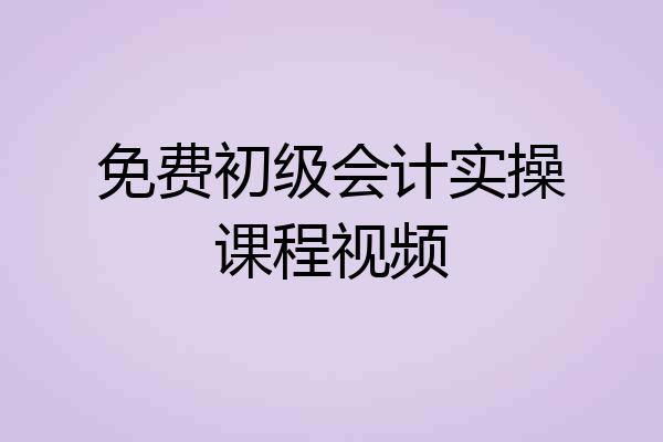 免费初级会计实操课程视频