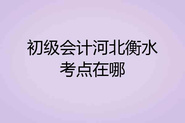 初级会计河北衡水考点在哪