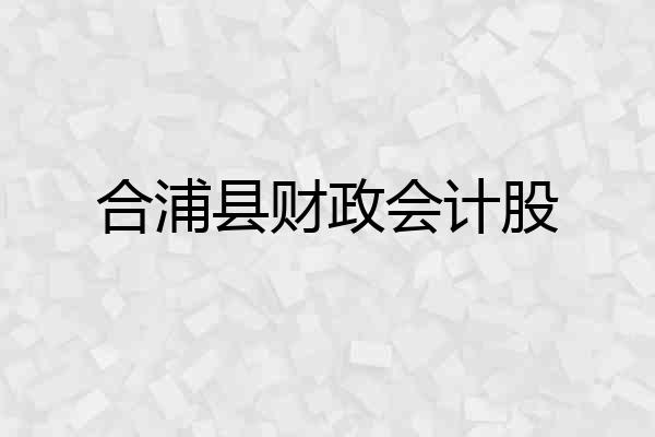 合浦县财政会计股