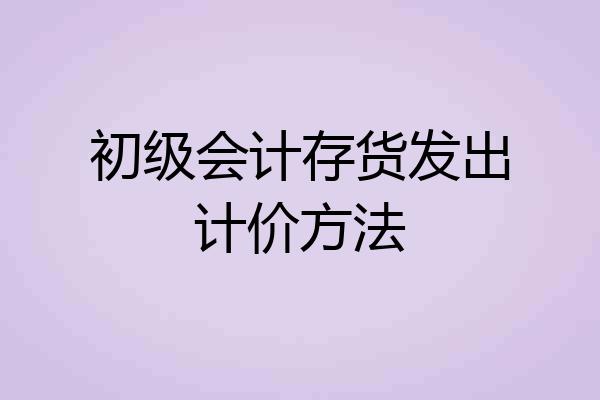 初级会计存货发出计价方法