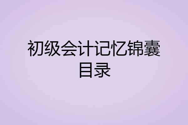 初级会计记忆锦囊目录