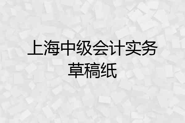 上海中级会计实务草稿纸