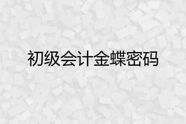初级会计金蝶密码