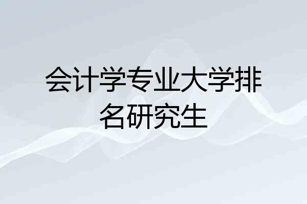会计学专业大学排名研究生