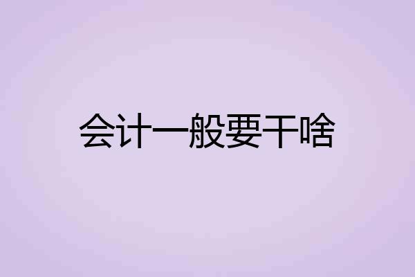 会计一般要干啥