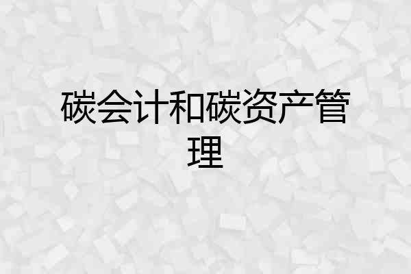 碳会计和碳资产管理