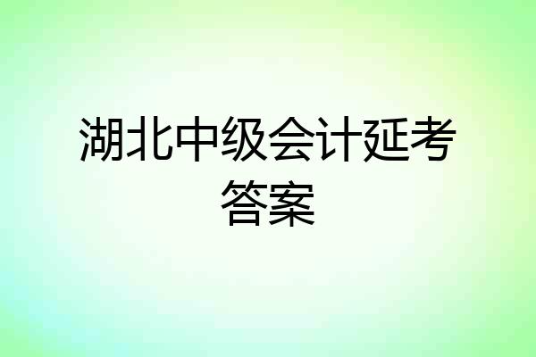 湖北中级会计延考答案